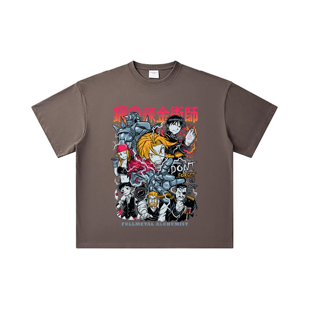 260 GSM Double Yarn 32 Count 100% Cotton Fullmetal Alchemist V1 Print Unisex Heavy Cotton T Shirt