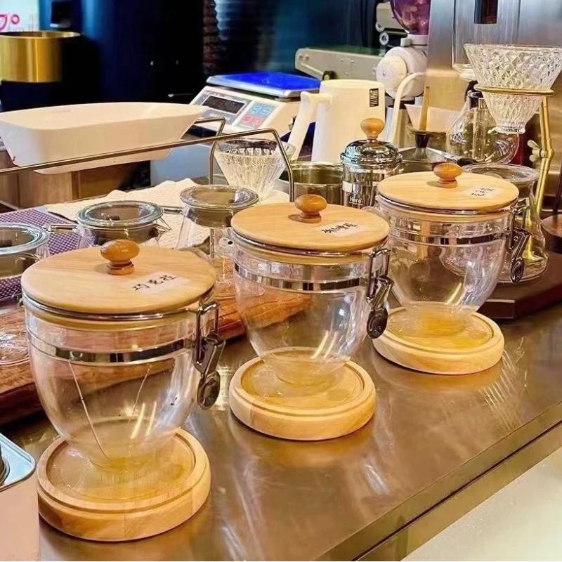 Transparent Plastic Kitchen Coffee Bean Cup – Airtight Sealed Storage Jar Container