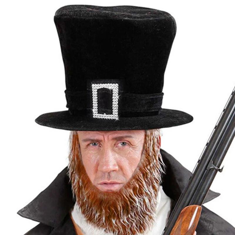 Abrahams Lincolns Costume Accessories Beard Mustache Top Hat Necktie Presidents Day Costume Halloween Cosplay Costumes