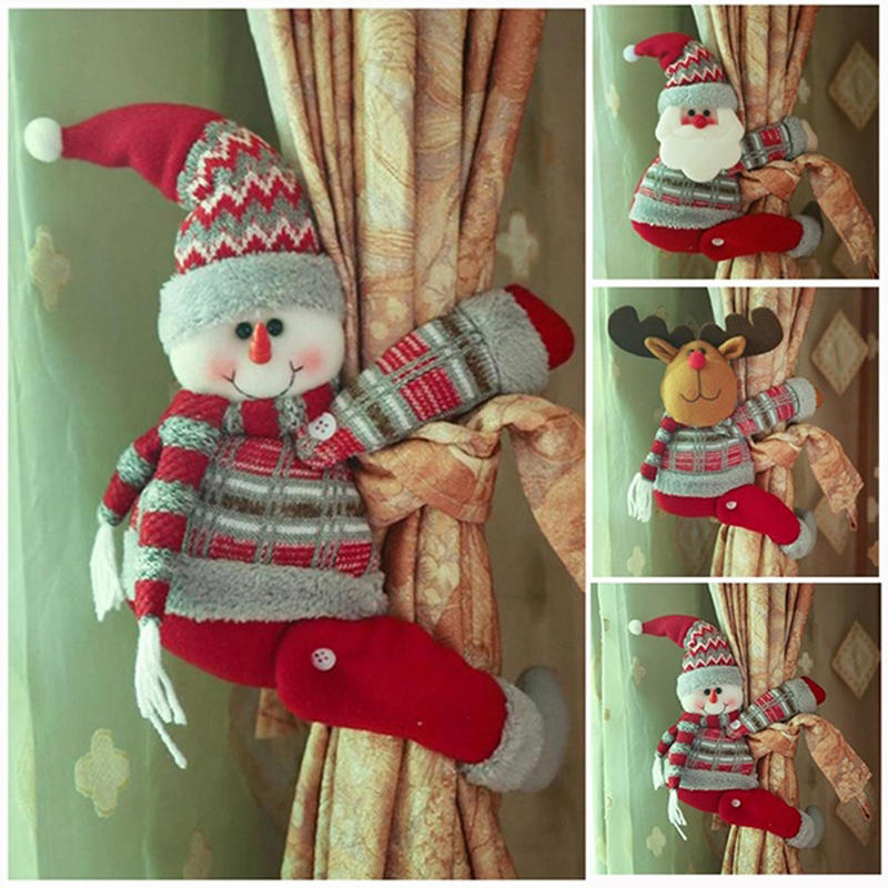 Christmas Curtain Buckle Tieback Santa Claus Elk Snowman Shape Curtain Tiebacks Curtain Fastener Buckle Christmas Home Decor