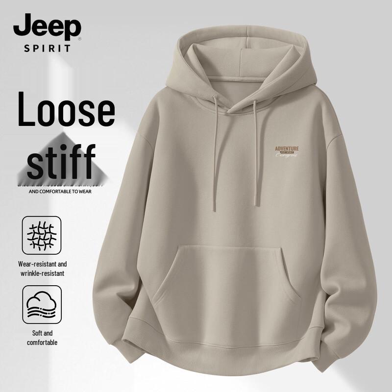 JEEP SPIRIT Men s Loose Fit Hooded American Retro Print Sweatshirt 3XL