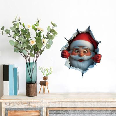 Adhesivo de Pared de Papá Noel Agrietado Navidad Adhesivos Estáticos Autoadhesivos Pegatinas de PVC para Ventana de Coche Decoración de Pared de Habitación