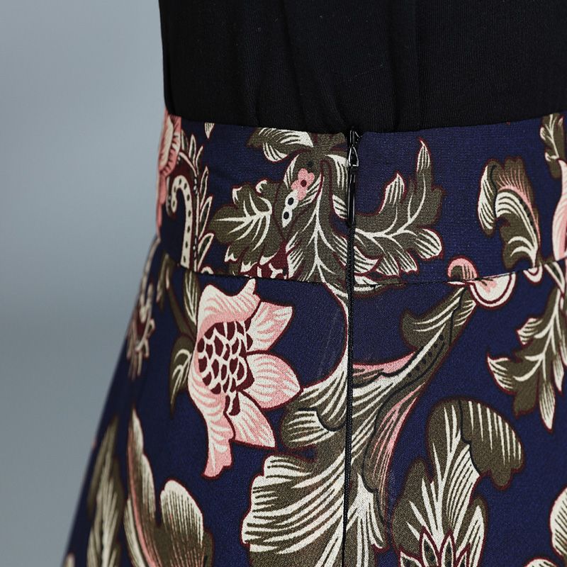 Summer Women's A-line Skirt Chiffon Half Skirt High Waist Printed Large Swing Skirt Floral Mid Length Long Skirt