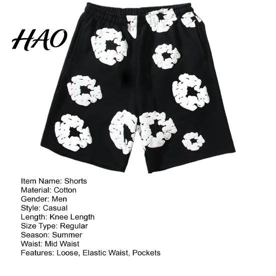 Men Daily Short Pants Summer Shorts Flower Print Drawstring Elastic Waist Loose Pockets Street Style Pleated Vacation Beach Sport Casual Homewear