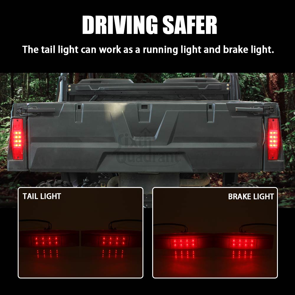 1 Pair UTV ATV Rear Brake Lamp LED Tail Light Smoke For Polaris Ranger 400 500 570 800 EFI Midsize Accessories Replace #2411450