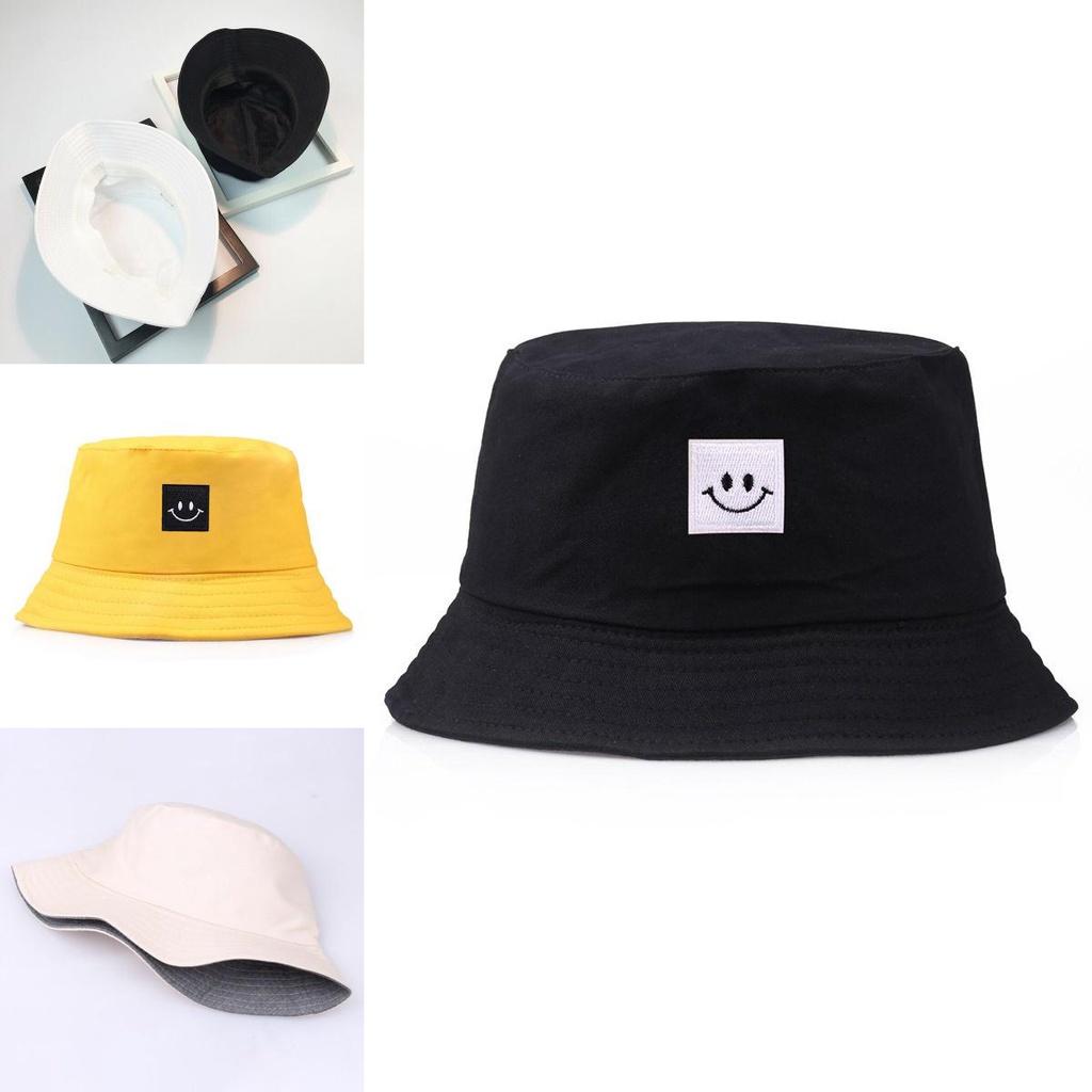 Smiley Face Patch Folding Fisherman Bucket Hat For Unisex Men And Women Outdoor Fun