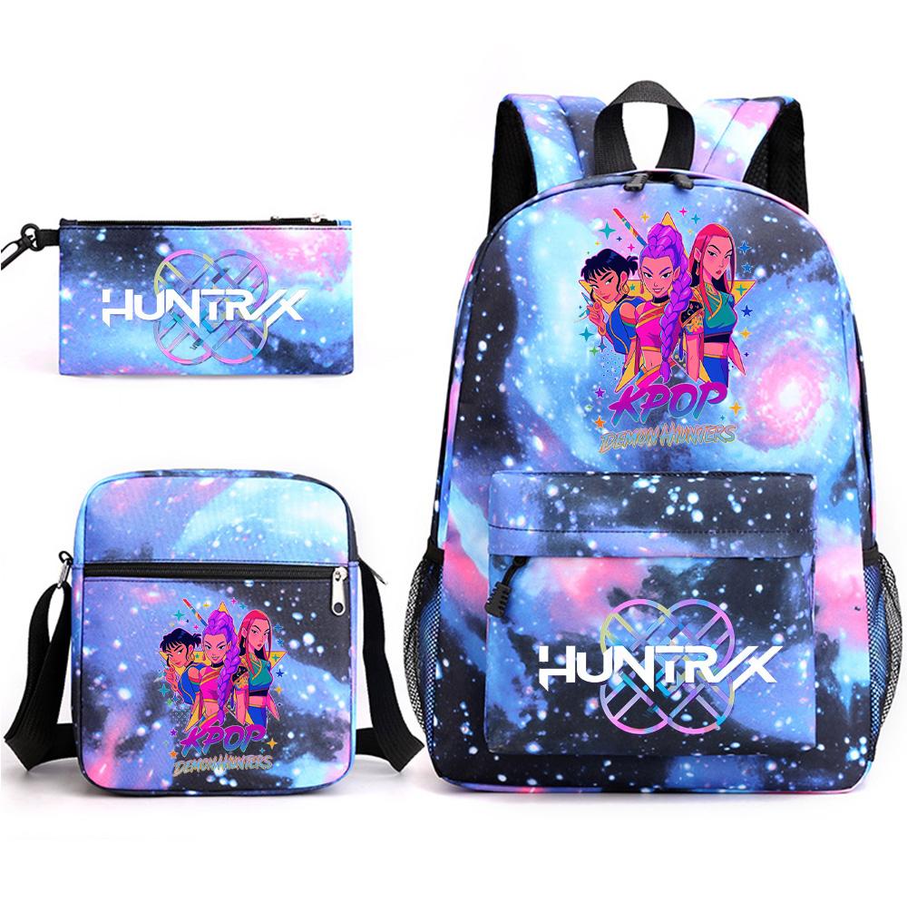 3Pcs/set Anime Printed Backpack with Shoulder Bag Pencil Case for Teenager Student Boy Girl School Bag Large Capacity Waterproof Bookbag Kid Gift