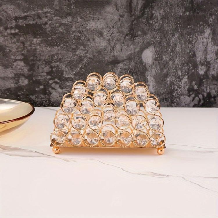 Raffinierter Goldkristall-Taschentuchhalter Papierhandtuchständer Freistehender Servietten-Spender für Restaurants oder Cafés