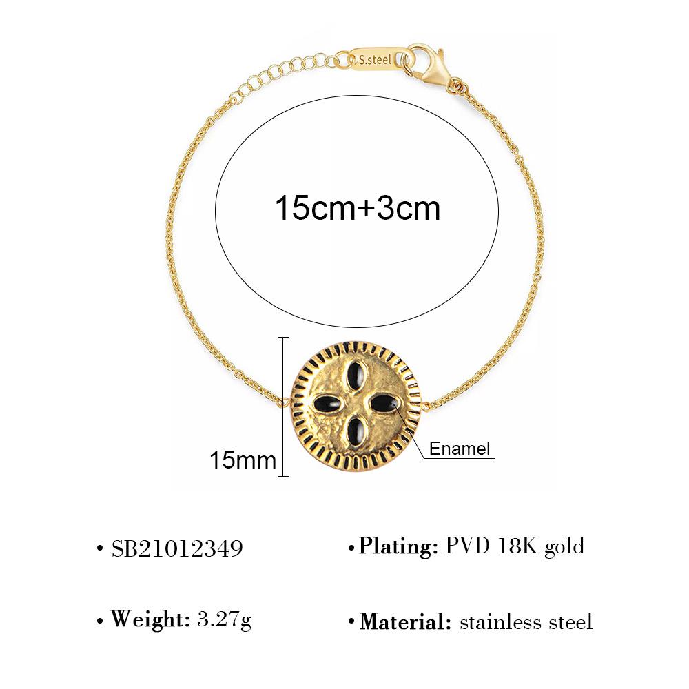 

Круглый браслет с капающим маслом и четырьмя листьями из нержавеющей стали, французский ретро-дизайн, изысканный, универсальный, легкий, роскошный, из титановой стали, ювелирные изделия