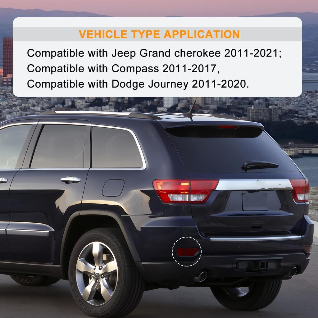 2Pcs Rear Bumper Reflector Light Lamp Compatible with Jeep Grand Cherokee 2011-, Dodge Journey 2011-, Compass 2011-2017 Replaces 57010720AC
