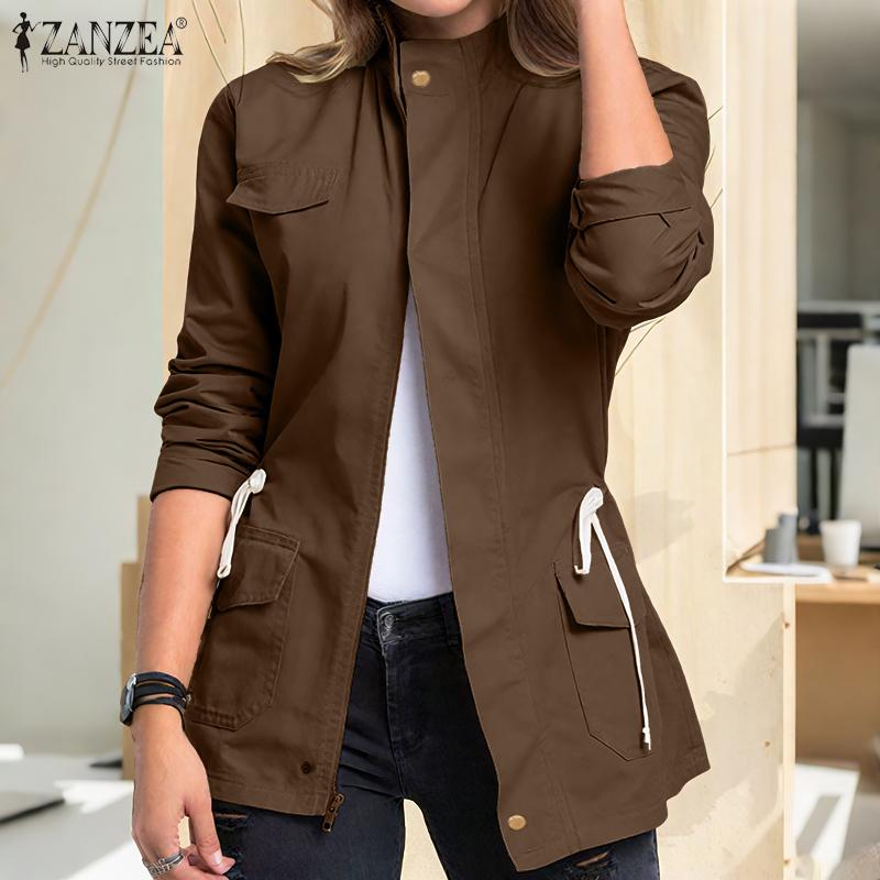 ZANZEA Womens Casual Long Sleeve Autumn Thin Cardigan Jackets