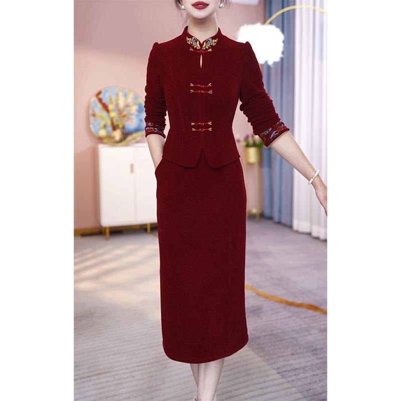 Elegant Faux Two-Piece Mother of the Bride Dress - Autumn/Winter Collection