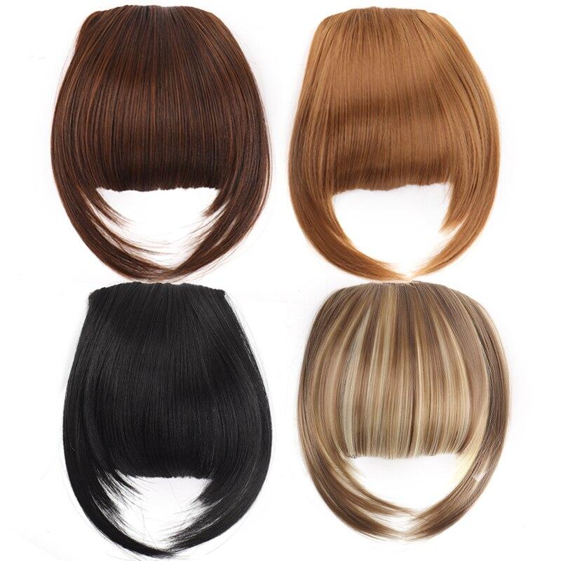 Synthetic Women's Hair Short Straight Blunt Bangs Natural Fake False Hair Clip In Hairpieces For Black Heat Resistant Fiber KTB