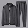 Men's Simple Plus Size Set, Middle Aged and Elderly Long Sleeve Jacket+Pants Sports Two Piece Set