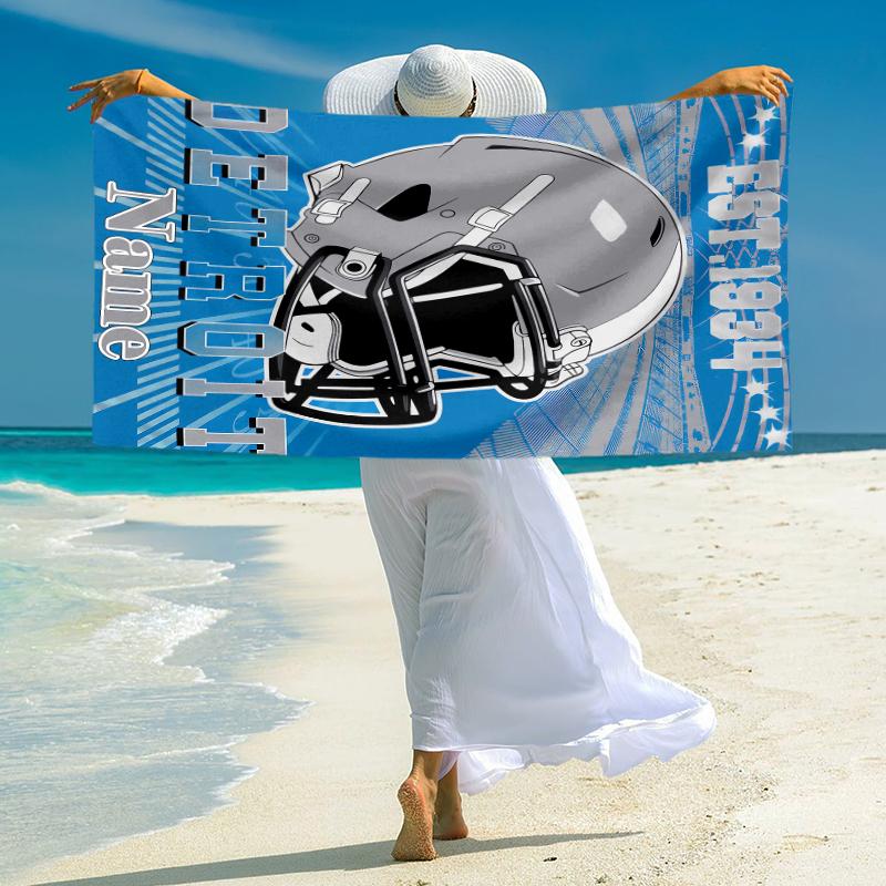Personalized Vintage Detroit Football Helmet Beach Towel Microfiber Beach Towel Thin Absorbent for Beach Swimming Yoga Bath Sports. 091069