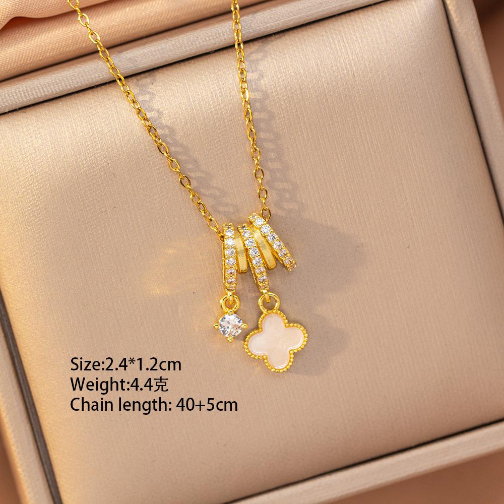 [Titanium Steel] Necklace Women's Copper Micro-inlaid Electroplating Advanced Sense Delicate Clavicle Chain Jewelry