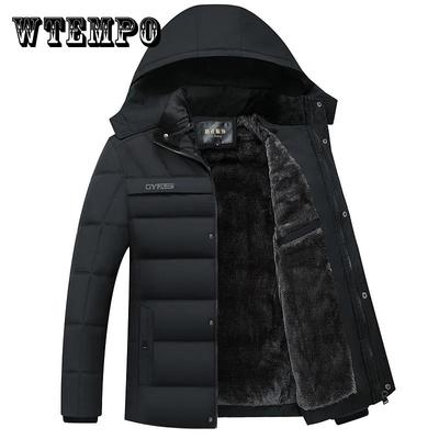 Manteau à capuche pour hommes, veste d'hiver épaisse en coton rembourré, couleur unie, manteau Slim, veste thermique