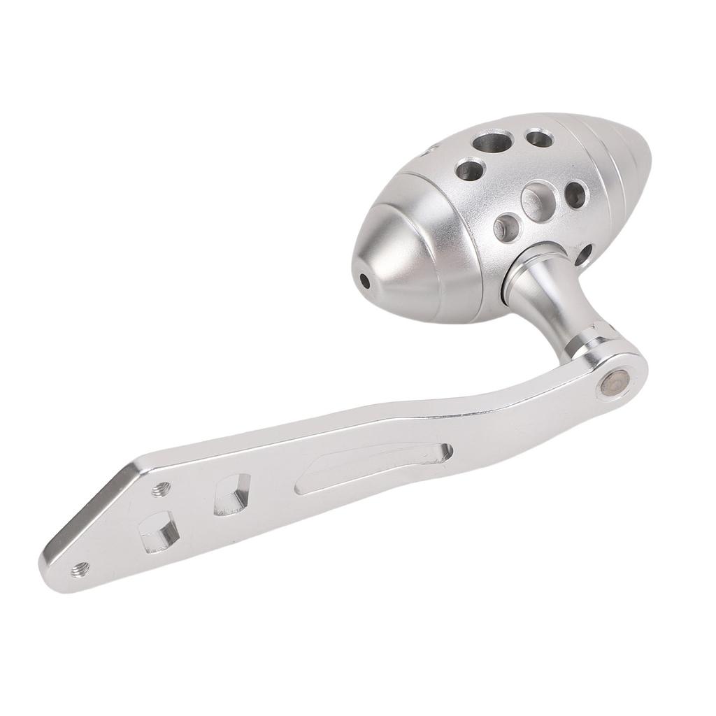 Fishing Reel Handle Silver White Aluminum Alloy Single Baitcasting Reel Power Handle with Olive Shaped Knob for