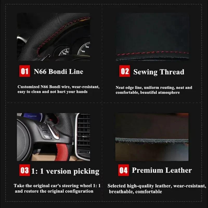 Suede Leather Hand-stitched Car Steering Wheel Cover For For Hyundai Kona Verna 2017- For Hyundai110 Car Accessories