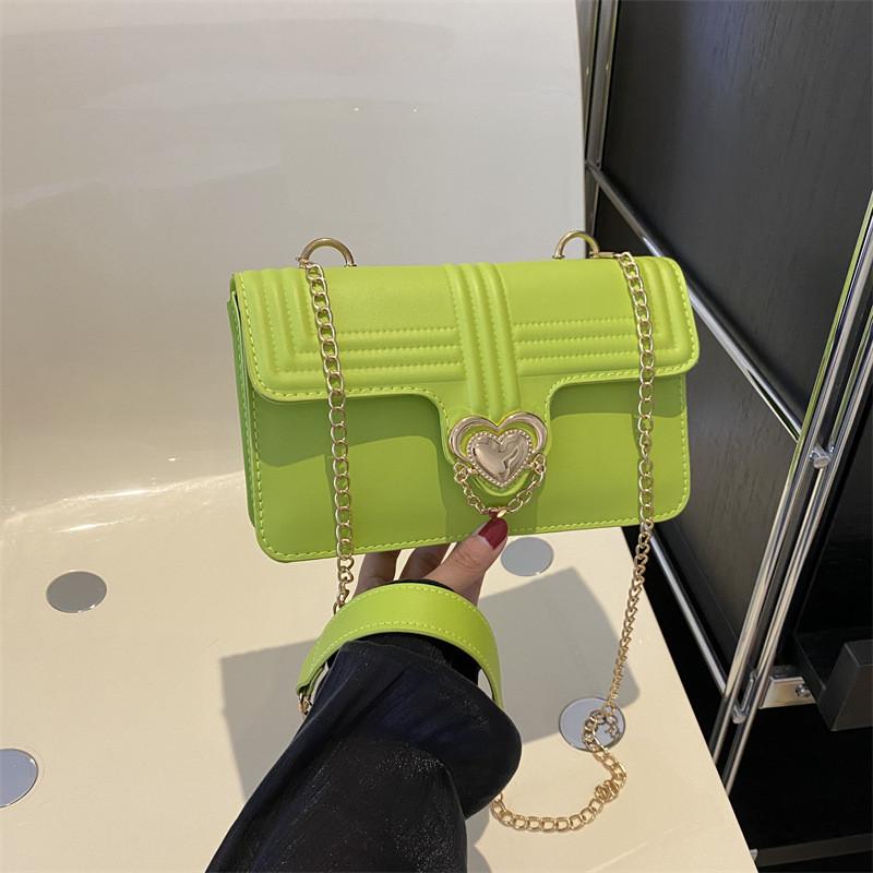 Stylish Women s Chain Crossbody Bag Trendy Pu Leather Shoulder Bag For Daily Use зелёный