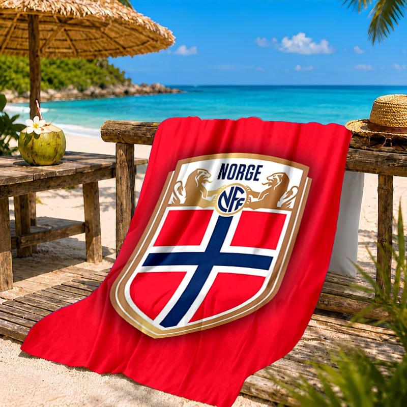 Norwegisches Fußballwappen Strandtuch, Schnelltrocknend, Pflegeleicht, Geeignet für Fitness und Strandurlaub, Sport-Essential