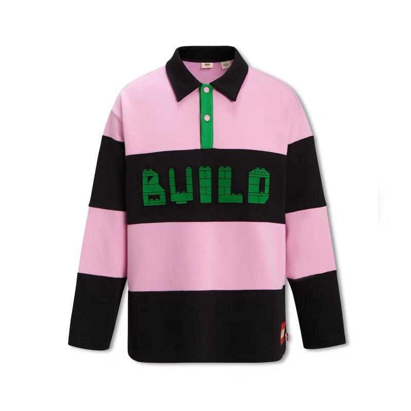 

Levis FW22 Поло с длинным рукавом в стиле колор-блок Унисекс топы Розовый A5440-0001 XL