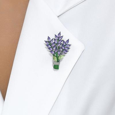 Broche Cristal Púrpura Lavanda Gama Alta para Mujer Montado en Diamantes Temperamento Moda Broche Ramo de Cristal Accesorios Alfiler Delicado