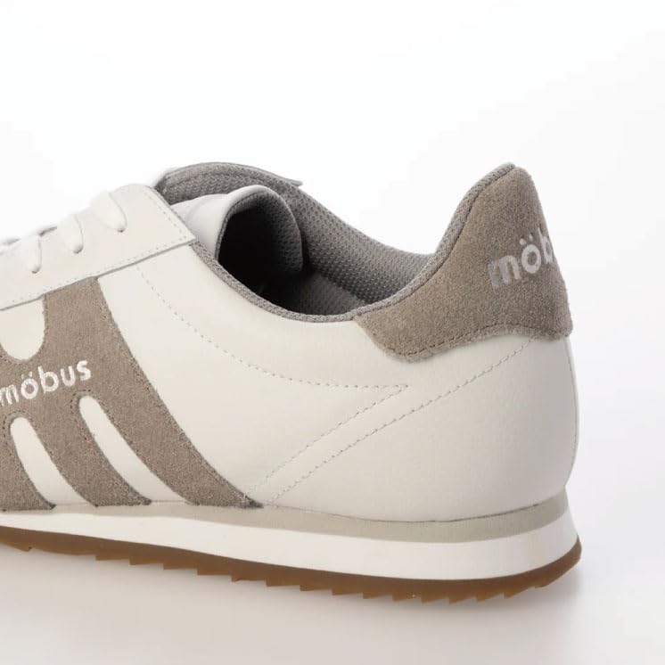 Mobus Herren Leder-Sneakers, Echtes Leder, Sportlich, Lässig, Laufschuhe, Aktuelles Modell HEIDE (Weiß/Steingrau, Größe 25,0 cm)