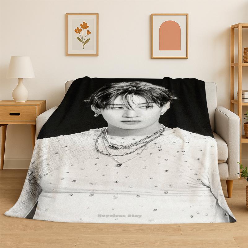 Kpop Bang Chan Stray Kids Musik Flanelldecke Weiche Warme Überwurfdecke für Schlafzimmer Wohnzimmer Bett Reise Camping Picknick Geschenk