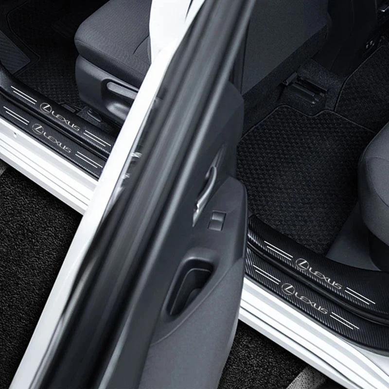1/4/5Pcs Car Door Sill Scuff Plate Decor Carbon Fiber Stickers For Lexus Fsport UX RX350 RX450h LX600 NX300h GX460 IS300h IS250 OH1