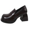 Vintage Patent Leather Platform Women Jk Pumps Shoes Fashion Shallow Slip On Shoes 2025 Spring Autumn Thick Heel Shoes