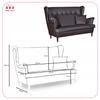 Lounge Set of Furniture Wingback Eco Leather Sofa Armchairs Poufs Family Furniture Set