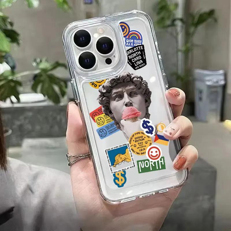 New Great Art Aesthetic David Mona Lisa Soft Clear Phone Case For iPhone 16 14 15 11 Pro Max X XR XS 7 8 Plus SE 2022Soft Cover