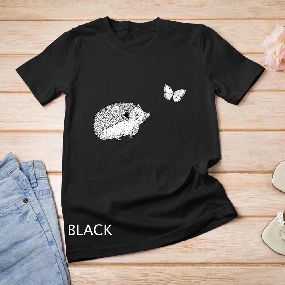 

Cute Vintage Hedgehog and Butterfly Art Unisex T-shirt 4XL