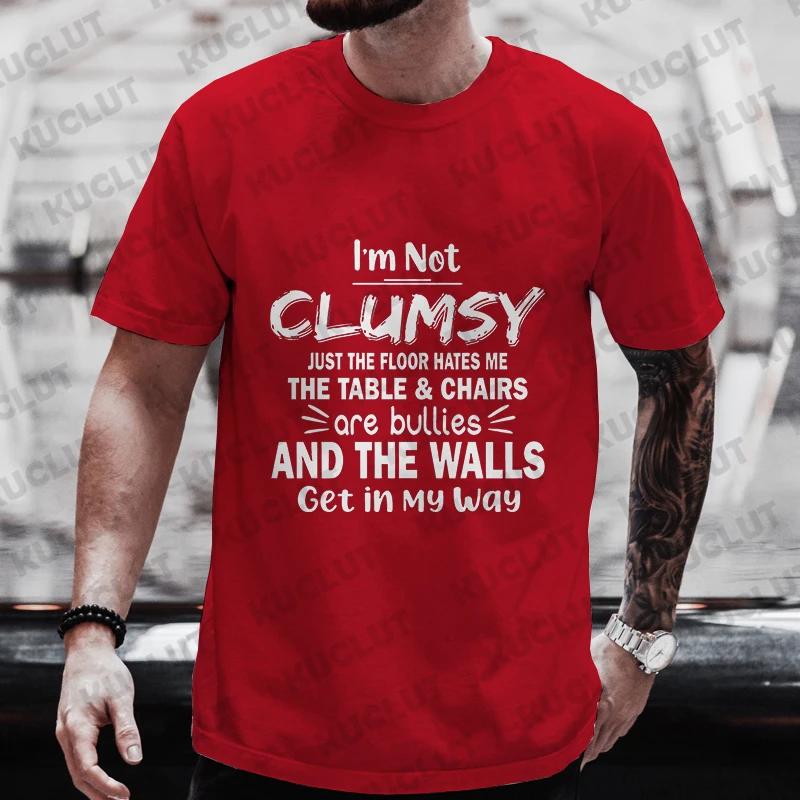 Shirts for Men I'm Not Clumsy Just The Floor Hates Me Sarcastic T-shirts Funny Jokes Tshirt Oversize T Shirt Harajuku Clothing