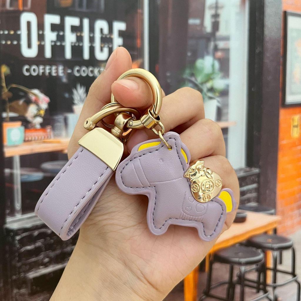 Portachiavi in Pelle con Ciondolo Pony Cartone Animato: Braccialetto della Ricchezza Immediata per Coppie, Accessorio per Auto e Borsa