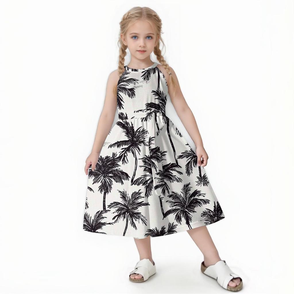 Family Matching Summer Outfits, Hawaiian Vacation Women Beach Dress, Girls Sundress, Men And Boys Button Down Shirt