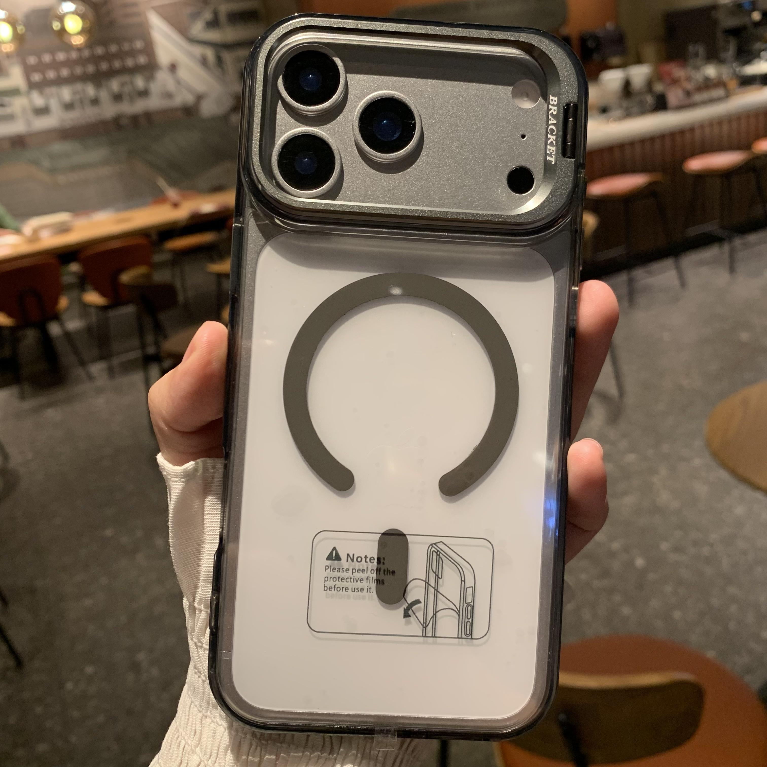 

Magnetic Clear Colorful Magsafe Lens Bracket Case For iPhone 17 16 15 14 13 Pro Max 17Air Luxury Metal Button Anti-Drop Cover iPhone17 Pro