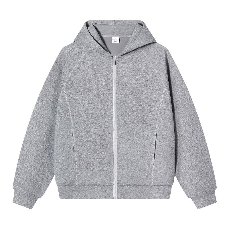 Autumn and winter heavy jelly cotton Hasselblad line hooded zipper jacket design sense air layer sweater women