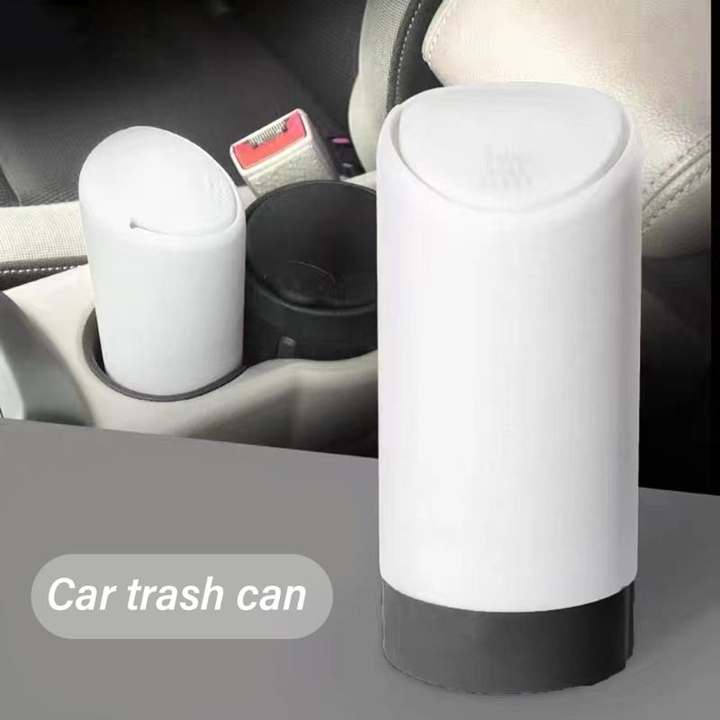 Car Garbage Can with Lid, Leakproof Vehicle Automobile Cup Holders Car Trash Can, Small Trash Bin Storage Box