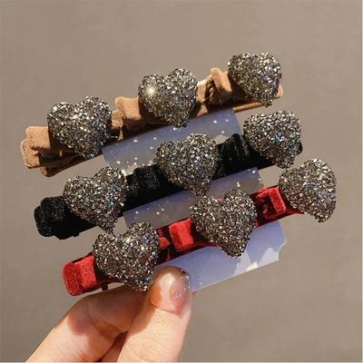 Grampos de cabelo de cristal de camada dupla com glitter flocados, grampos de cabelo brilhantes, grampos de franja para mulheres e meninas, grampos de cabelo quebrados, acessórios