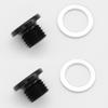 Multi-Purpose Aluminum Metric Thread Port Plug M10 x 1.25 Hex Plug with Crush Washer, Black, Pack of 2