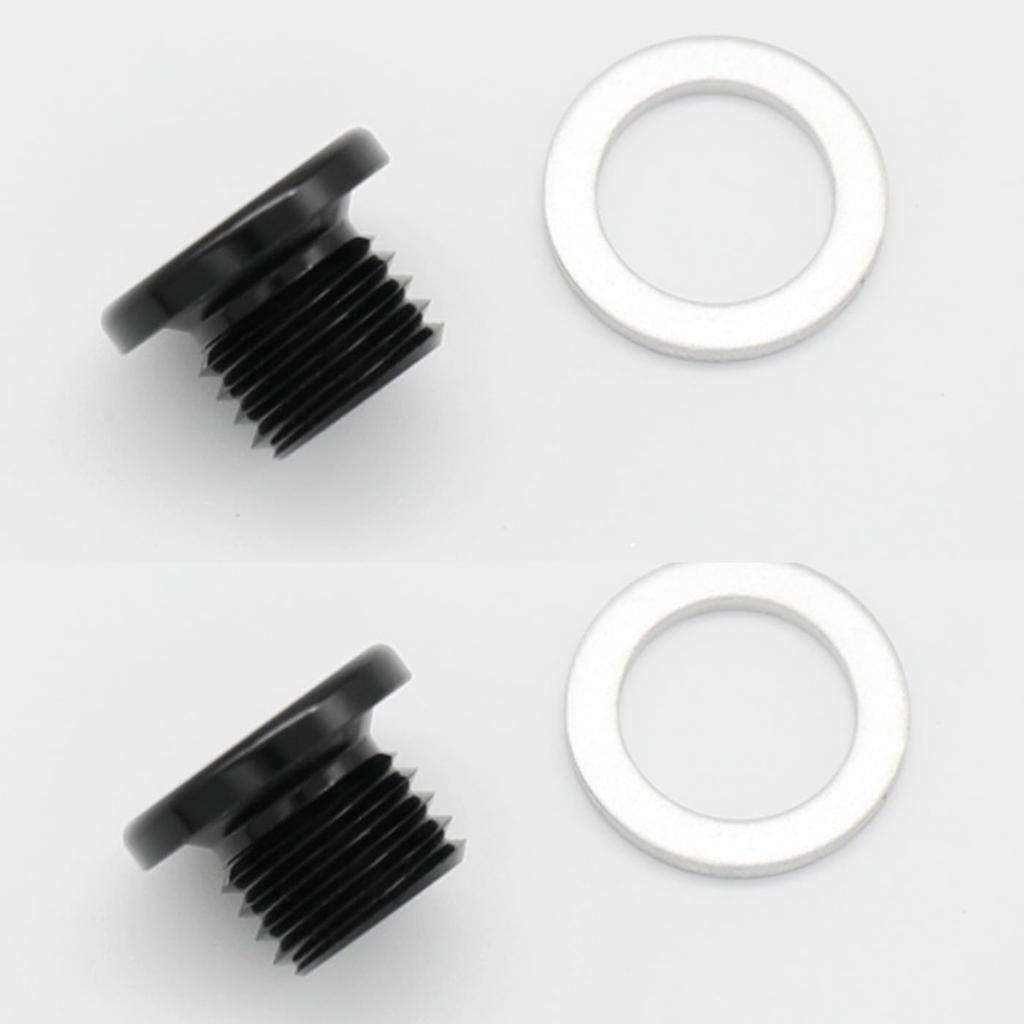 Multi-Purpose Aluminum Metric Thread Port Plug M10 x 1.25 Hex Plug with Crush Washer, Black, Pack of 2