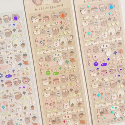 Kawaii Cartoon Tier Aufkleber Laser Bär Kaninchen Deco Stick Scrapbooking Idol Karte Nette Dekorative Aufkleber Koreanische Schreibwaren