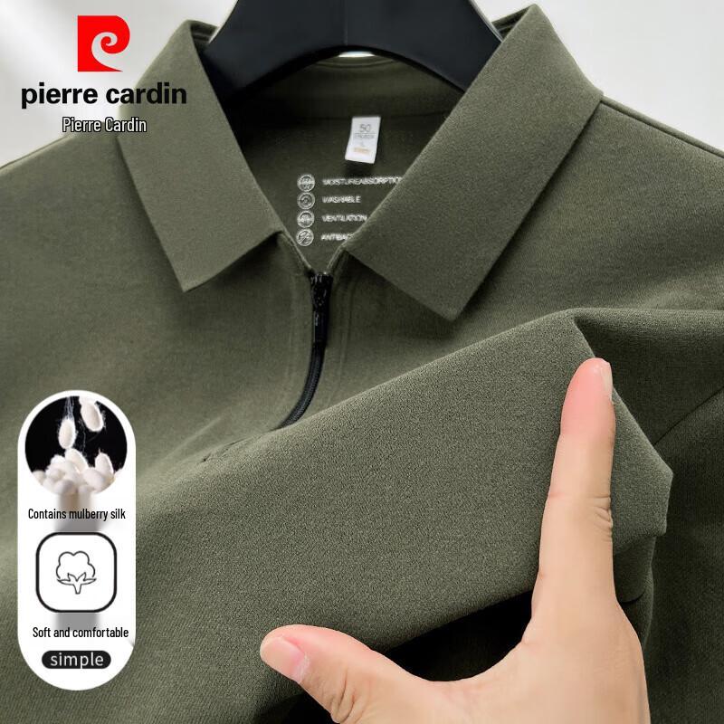 Pierre Cardin Men's Long Sleeve Zippered Polo Shirt