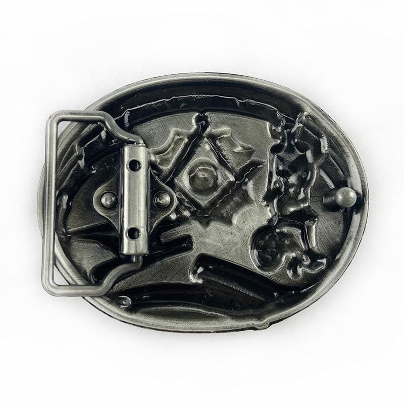 Retro Masonic Plate Buckle: American West-Inspired Fashion Belt