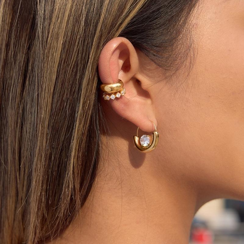 Unique Drop Earrings with Sparkling Zircon Stones Stainless Steel Texture Comfortable and Stylish Jewelry for Any Outfit