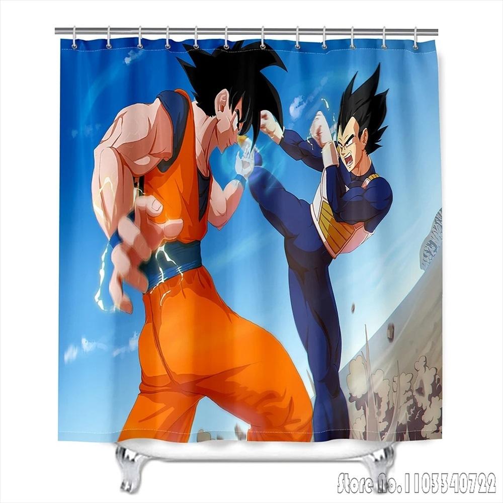 Anime Dragon Ball Burdock Broli Goku Vegeta Iv Bath Shower Curtain Waterproof 3D With Hooks For Kids Bathroom Bathtub Decoration