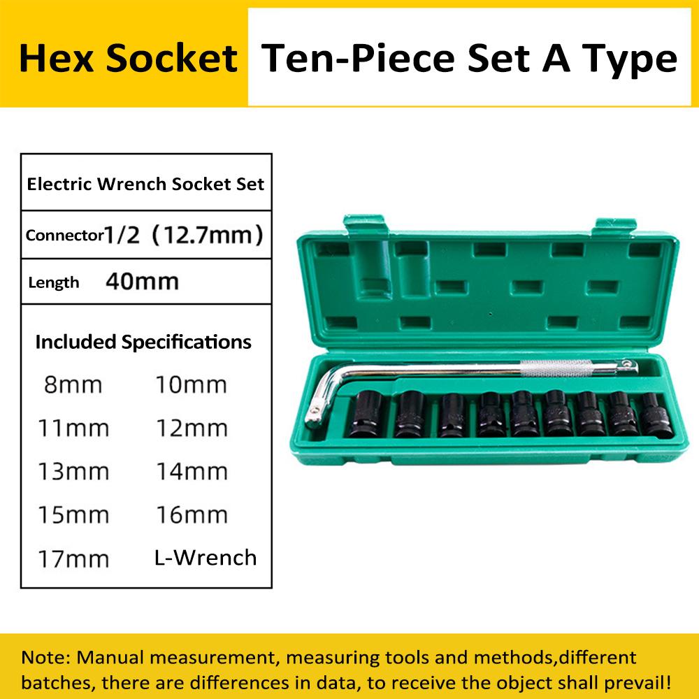 1/2 Inch 40mm Impact Wrench Sockets 8-24mm Heavy-duty Socket Set with Wrench and Storage Box for Automotive Repair
