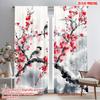 2pcs,2D Plane Printing Light Filtering Curtains Winter Blossoms Versatile Polyester (without Rod) Holiday Use for Various Rooms,